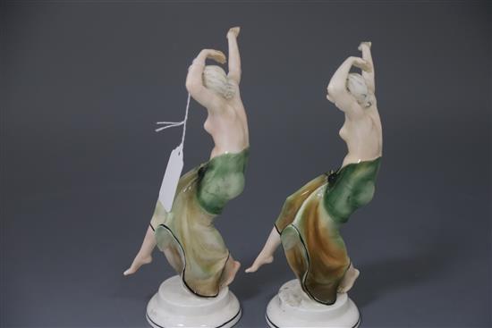 Two Katzhutte Art Deco pottery figures of dancers, H. 22cm